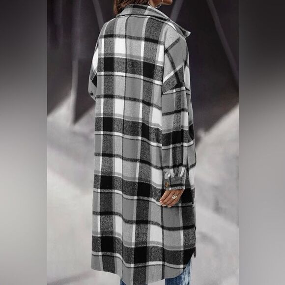 Plaid flannel Shacket - Picture 2 of 10